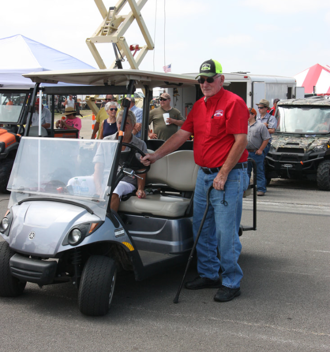 Golf carts available for rent at the show
